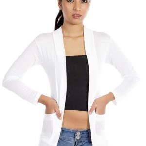 Teemoods Women's Cotton Full Sleeves Shrug with Pocket, Stylish Summer Shrug for Ladies