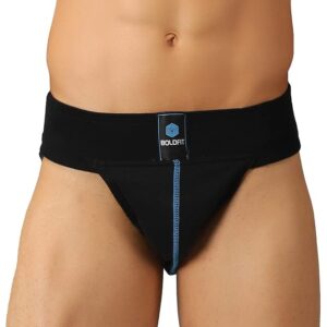 Boldfit Men's Sports Underwear - Stretchable Cotton Supporter for Cricket, Running and Gym Workout - Quick Dry, Moisture Wicking - Black, Small