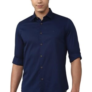 Peter England Solid Slim Fit Full Sleeve Casual Shirt | 100% Cotton