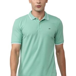 Peter England Men's Snug Fit Solid Polo T-Shirt with Coloured Collar Tipping| Cotton Rich| Premium Pique Weave
