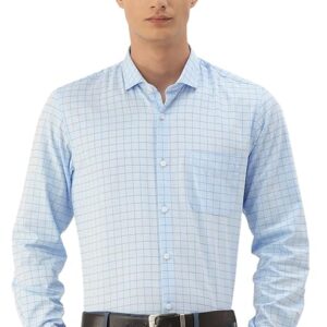Peter England Men's Micro-Checkered Formal Slim Fit Full Sleeve Shirt | Cotton Rich