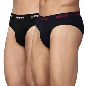 Levi's 009 Men's Pure Cotton Solid Brief - Mid Rise, Outer Elastic Waistband (Pack of 2)