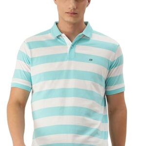 Peter England Men's Striped Regular Fit Polo Shirt