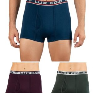 Lux Cozi Mens 100% Cotton Solid Mini Trunk | Mini Trunk Underwear for Men | Color and Print May Vary |Mini Trunk for Men Pack of 3