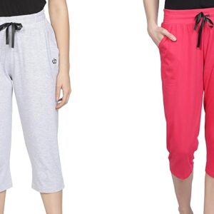 Club A9 Womens Pure Cotton Solid Capri
