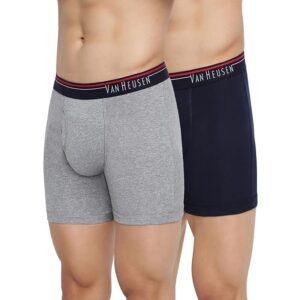 Van Heusen Men Boxer Briefs - 100% Combed Cotton - Pack of 2 - Anti Bacterial, Colour Fresh, Moisture Wicking