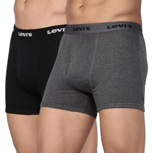 Levi's 001 Men's Pure Cotton Solid Trunk - Mid Rise, Outer Elastic Waistband (Pack of 2)