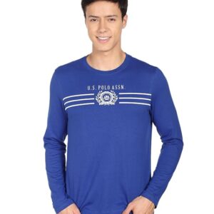 U.S. POLO ASSN. Men's Crew Neck Long Sleeve Brand Print Cotton T-Shirt