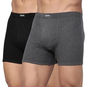 Levi's 010 Men's Pure Cotton Solid Boxer Brief - Mid Rise, Inner Elastic Waistband (Pack of 2)