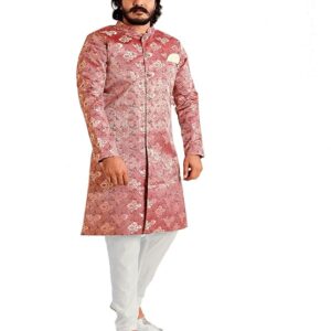 Amzira Men's Traditional Printed Round Neck Knee Length Indo Western Ethnic Wear Dress Set