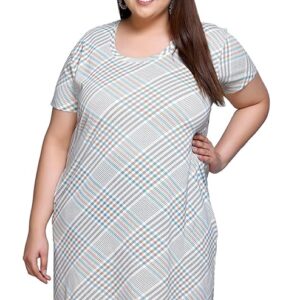 In Love Women's Plus Size Cotton Long-line All Over Printed T-Shirt with Pocket
