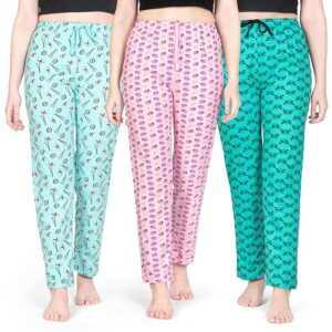 Real Basics Women's Cotton Printed Pyjama pack of 3
