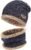 INFISPACE Winter Woolen Unisex Fur Fleece Lined Stylish Beanie Knitted Cap with Neck Warmer for Men and Women